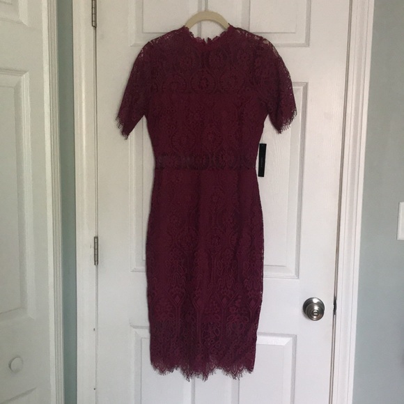 Lulus Lace Cranberry midi dress - Picture 2 of 4